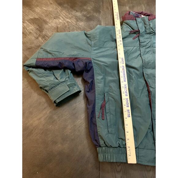 Vtg Columbia Lined Coat Jacket Green & Purple Removable Fleece Liner Medium USA - Picture 6 of 14